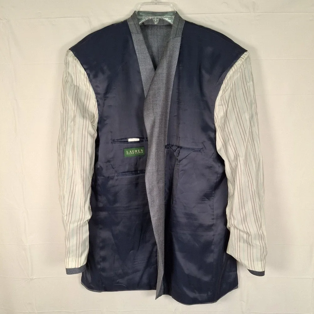 Lauren Ralph Lauren Suit Jacket Men's 46L Plaid Silk‎ Wool Sport Coat New